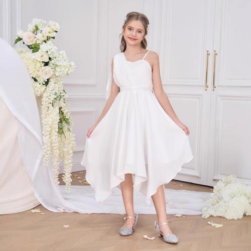 Polyester Ball Gown Children Princess Costume white PC