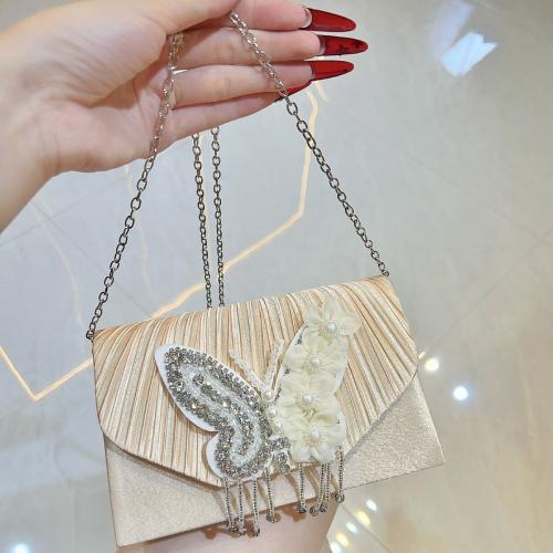 Rhinestone & Polyester Patchwork Bag & Easy Matching Clutch Bag with chain butterfly pattern PC