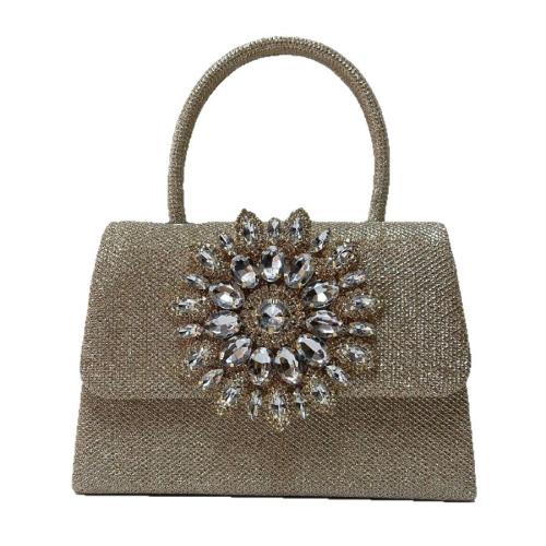 Rhinestone & Polyester Easy Matching Clutch Bag with chain flower shape PC