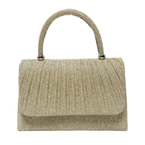 Polyester Pleat & Easy Matching Clutch Bag with chain gold PC