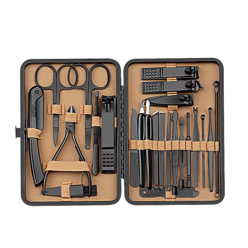Stainless Steel Nail Clipper multiple pieces & portable brown Set