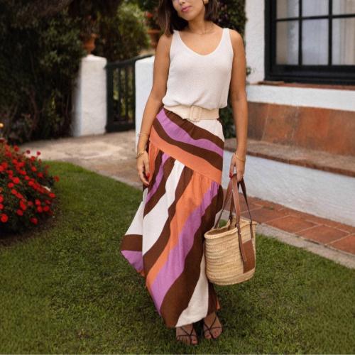 Polyester A-line Maxi Skirt & loose mixed colors PC