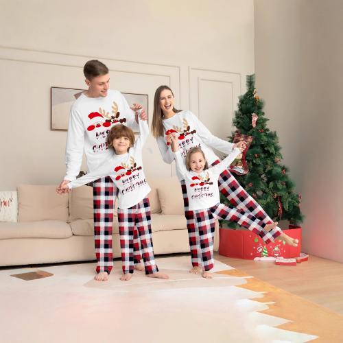 Polyester Parent-child Sleepwear christmas design & two piece mixed colors PC