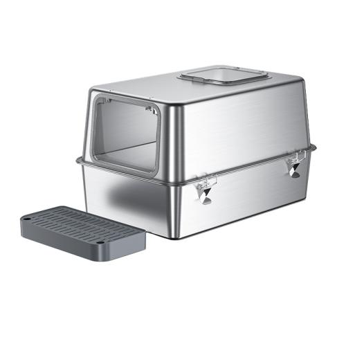 Stainless Steel & Plastic easy cleaning & foldable Cat Litter Basin hardwearing & deodorant silver PC