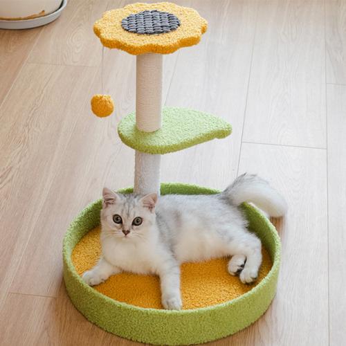 Chanvre de Sisal & Bois & Peluche Cadre d’escalade de chat Floral pièce