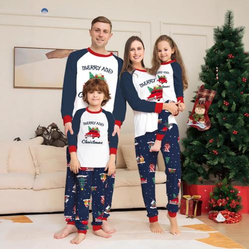 Polyester Parent-child Sleepwear christmas design & two piece Set