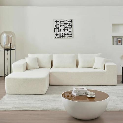 Cloth & Sponge Soft Compression Sofa Solid beige PC