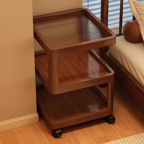 Wooden & Acrylic Multifunction Bedside Cabinet with caster Solid PC