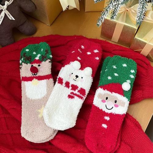 Polyester et coton Chaussette de Noël Dessin animé plus de couleurs pour le choix : Paire