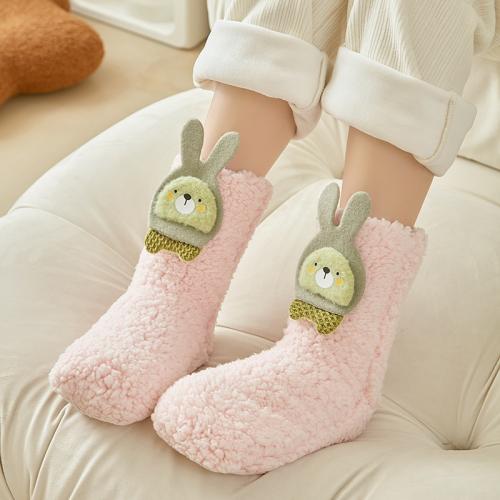 Chemical Fiber & Polyester Women Floor Socks antifriction & anti-skidding & thermal Cartoon : Pair