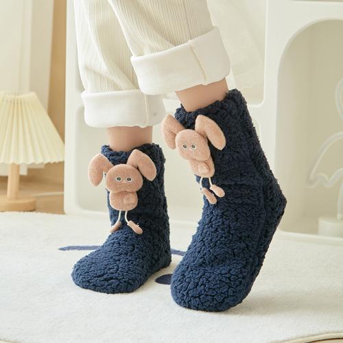 Chemical Fiber & Polyester Women Floor Socks antifriction & thicken & anti-skidding & thermal Napping Cartoon : Pair