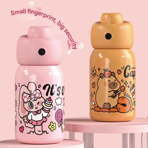 Smart Fingerprint Vacuum Bottle for kids 316 Stainless Steel with straw
