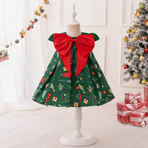 Polyester Children Christmas Costume with bowknot & christmas design PC