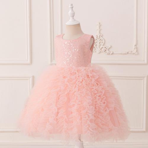 Gauze & Polyester Princess Girl One-piece Dress Sequin PC