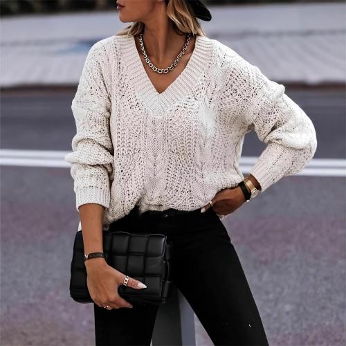 Polyester Women Sweater & hollow Apricot PC