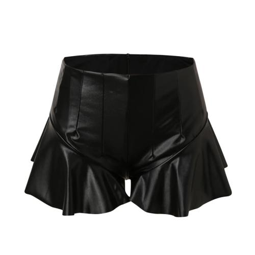 Patent Leather Slim & High Waist Culottes lift the hip & flexible black PC