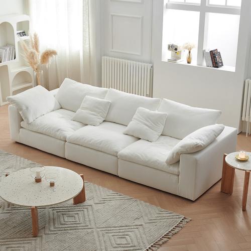 White Goose Down & Sponge & Cotton Linen Compression Sofa beige PC