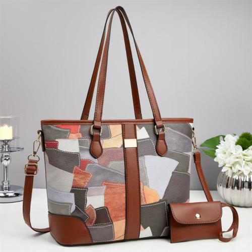 PU Leather Patchwork Bag Bag Suit large capacity & two piece PC