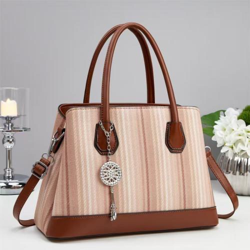 PU Leather Handbag contrast color & large capacity PC