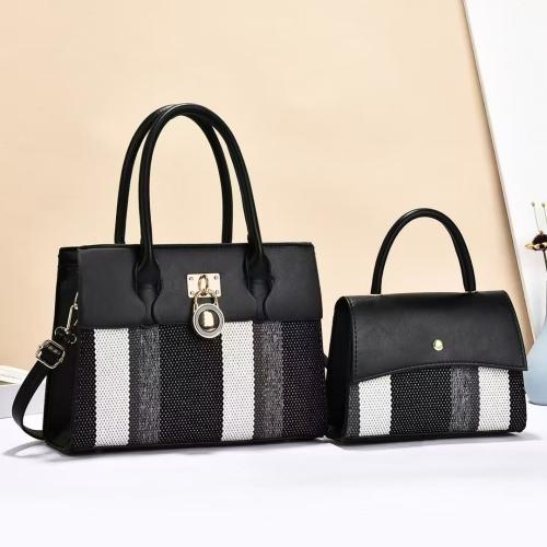 PU Leather Bag Suit contrast color Set
