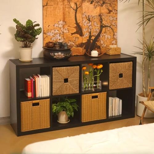 Wooden Multilayer & Multifunction Bookshelf Solid black PC