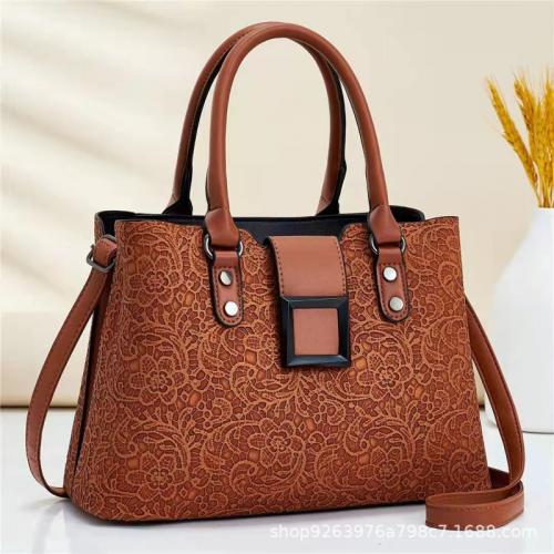 PU Leather Printed Handbag contrast color PC