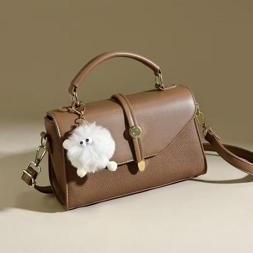 PU Leather Easy Matching Crossbody Bag with fur ball PC