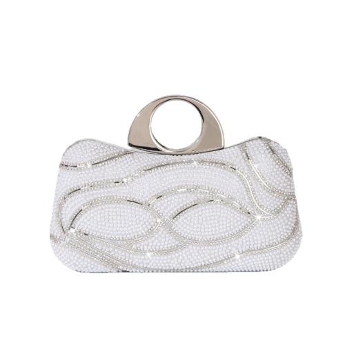 Pearl & Polyester Clutch Bag durable silver PC