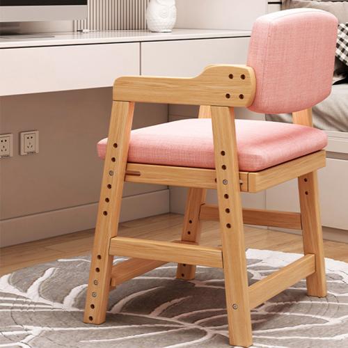 Solid Wood & Cotton Linen Student Chair adjustable PC