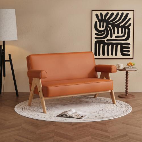 Microfiber Leather & Sponge & Wood Casual House Chair orange PC