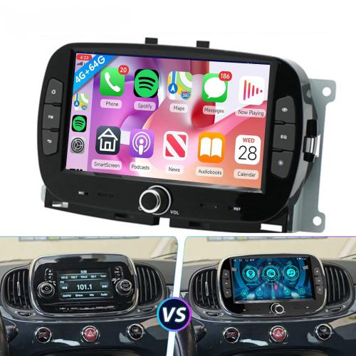 For FIAT 500 2016-2019 Apple CarPlay Car Stereo Radio Android 14 GPS Navi 4+64G