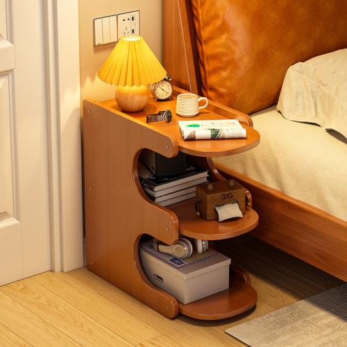 Medium Density Fiberboard & Moso Bamboo Multilayer & Multifunction Bedside Cabinet Dark Brown PC