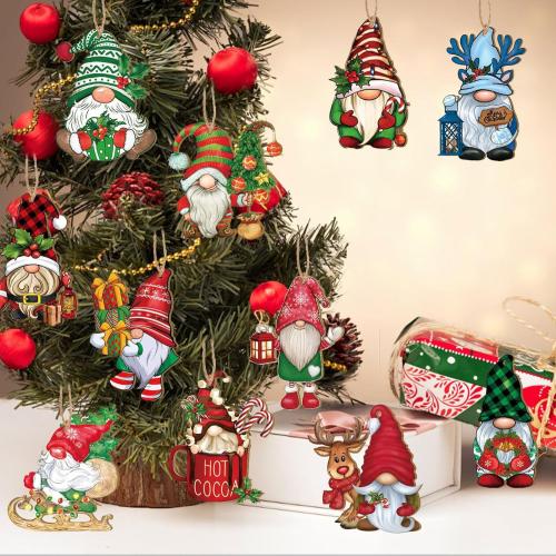 Wood Christmas Tree Hanging Decoration Set