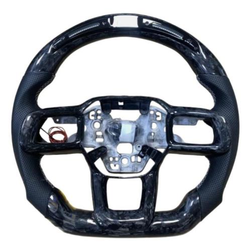 LED Carbon Fiber Sports Steering Wheel For Ford Mustang S650 GT 2024+ W/Trim