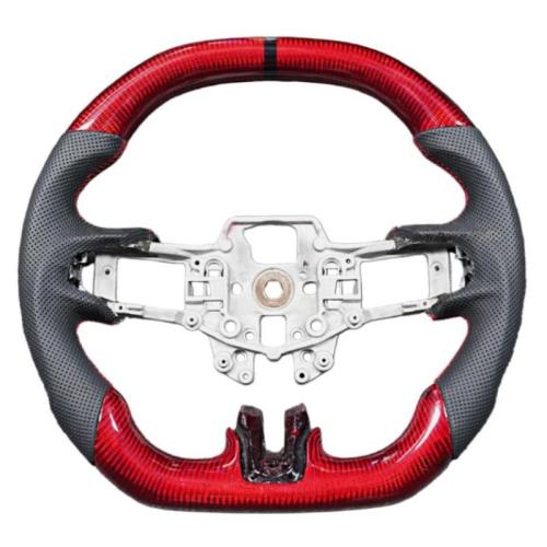 RED Carbon Fiber Steering Wheel Red stitch for 15-23 Ford Mustang GT