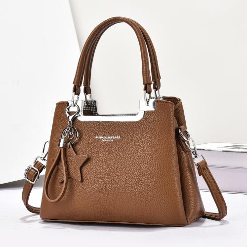 PU Leather Handbag with hanging ornament & attached with hanging strap PC