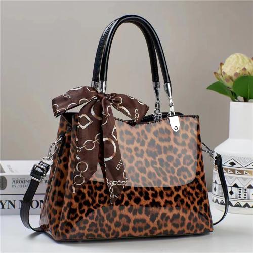 PU Leather with silk scarf & Bucket Bag Handbag large capacity leopard PC
