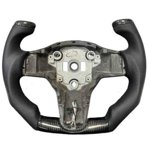 Custom Made Carbon Fiber Steering Wheel Fit for Tesla Model 3 Model Y 2017-2023
