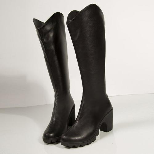 Rubber & PU Leather heighten & chunky Boots Pair