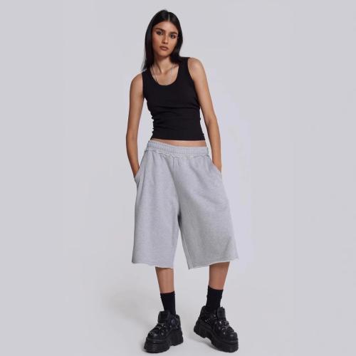 Polyester Middle Waist Women Casual Pants gray PC