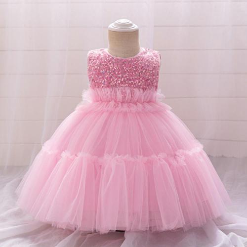 Plastic Princess Girl One-piece Dress Sequin pink PC