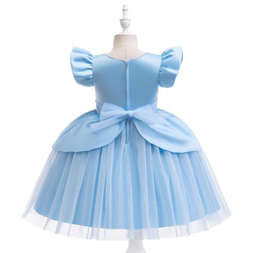 Polyester Princess Girl One-piece Dress Sequin sky blue PC