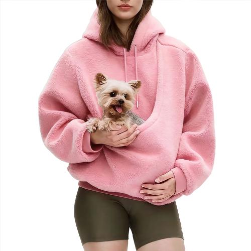 Cashmere & Polyester Plus Size Kangaroo Pouch Sweatshirts & loose & with pocket Solid PC