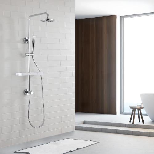 304 Stainless Steel & Brass & Engineering Plastics thermostability & Multifunction Shower Set durable silver Set
