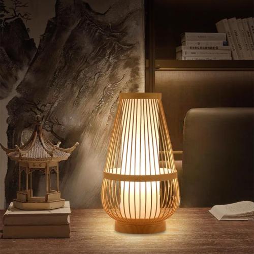 Bamboo Adjustable Light Color & adjustable light intensity & touch switch Table Lamp with USB charging wire PVC PC