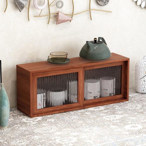 Pine & Particle Board Storage Cabinet dustproof Dark Brown PC