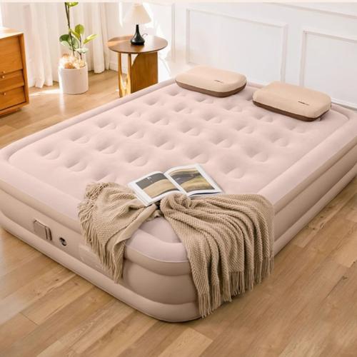 Flocking Fabric PVC foldable Inflatable Bed Mattress portable  khaki PC