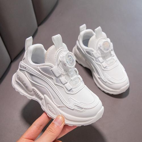 Rubber & PU Leather Children Sport Shoes Pair