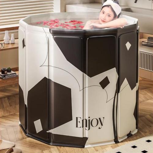 Medium Density Fiberboard & Pearl Cotton & PVC & Oxford Foldable Bathtub  printed white and black PC