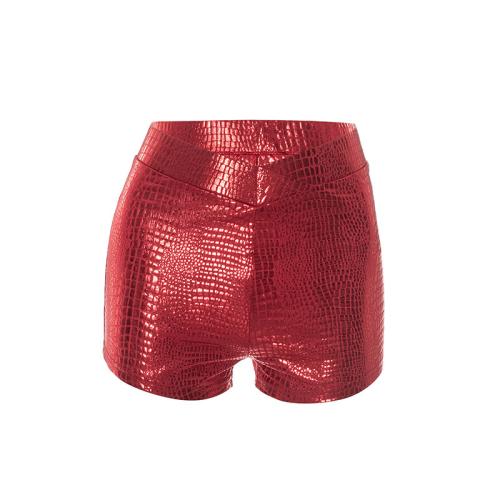 PU Leather & Polyester Hip-hugger Shorts & skinny PC